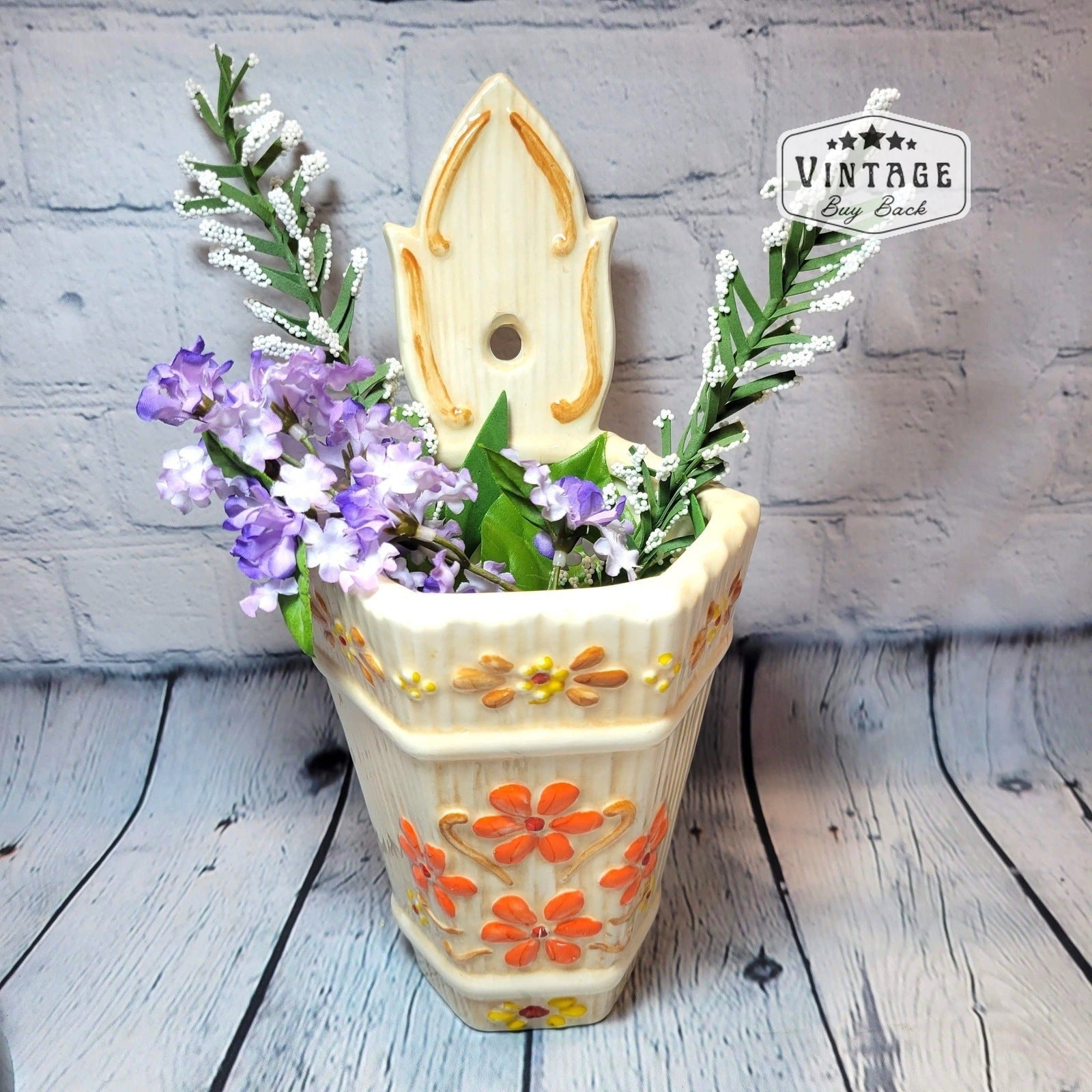 Vintage Ceramic Wall Pocket Planter