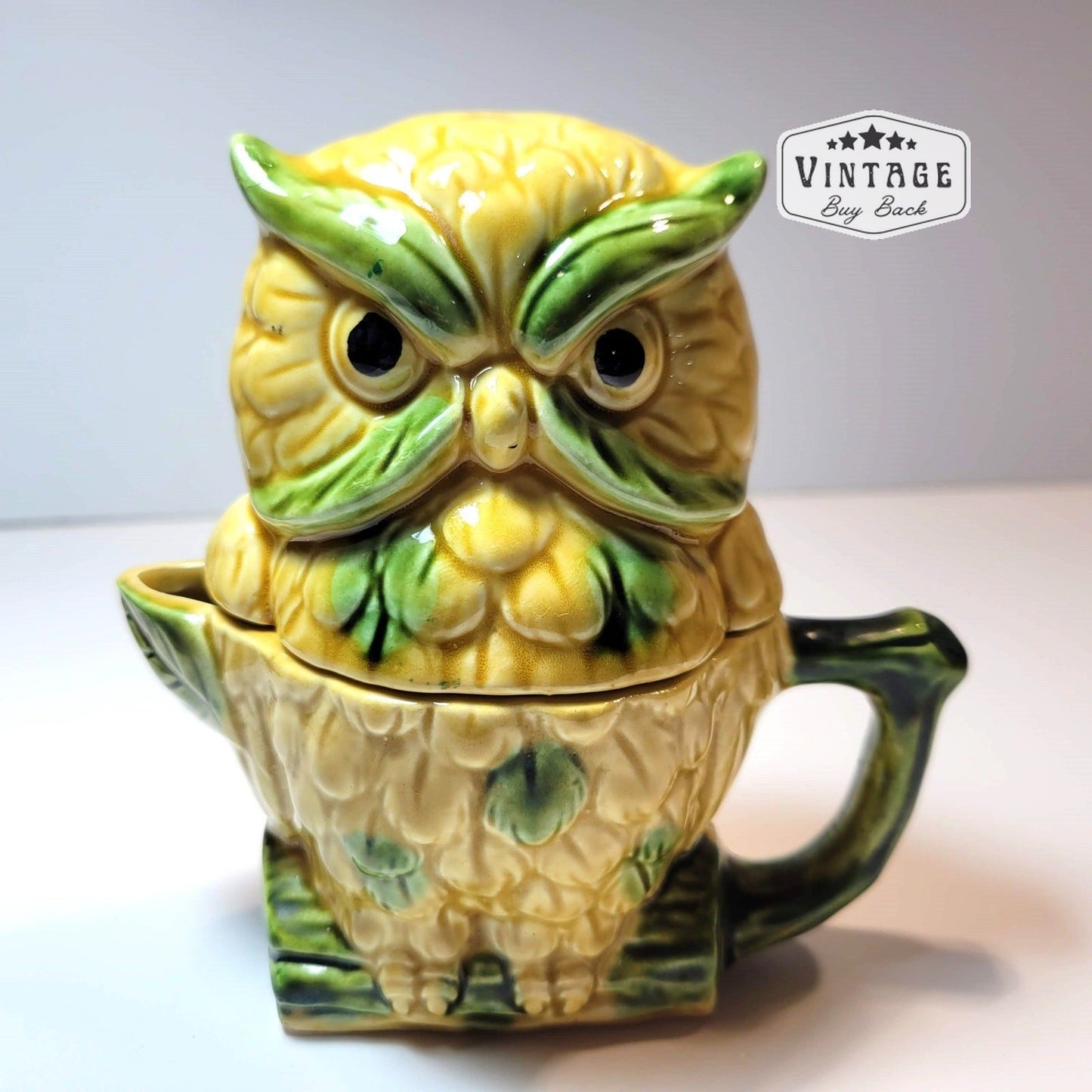 Vintage Owl Salt/Creamer Stacking Set Japan