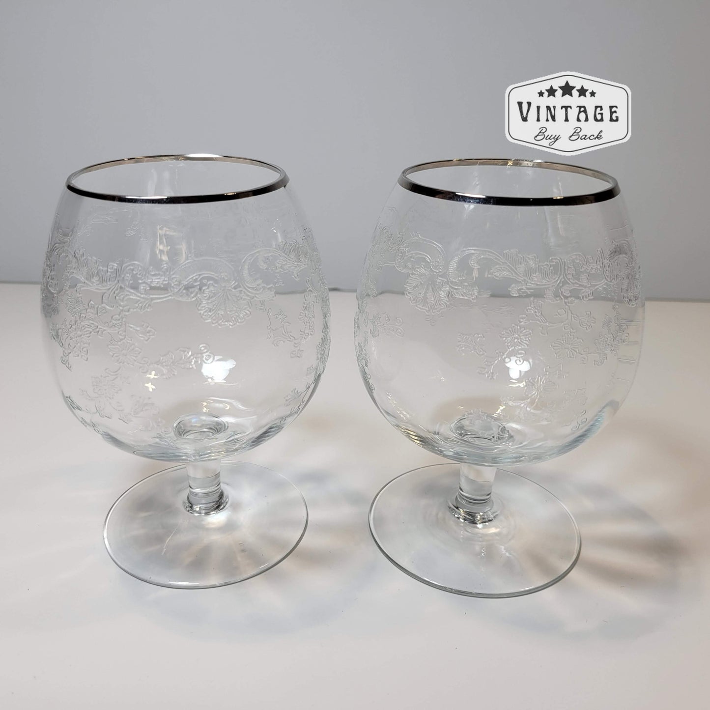 Bohemia Etoile Etched Brandy Glasses