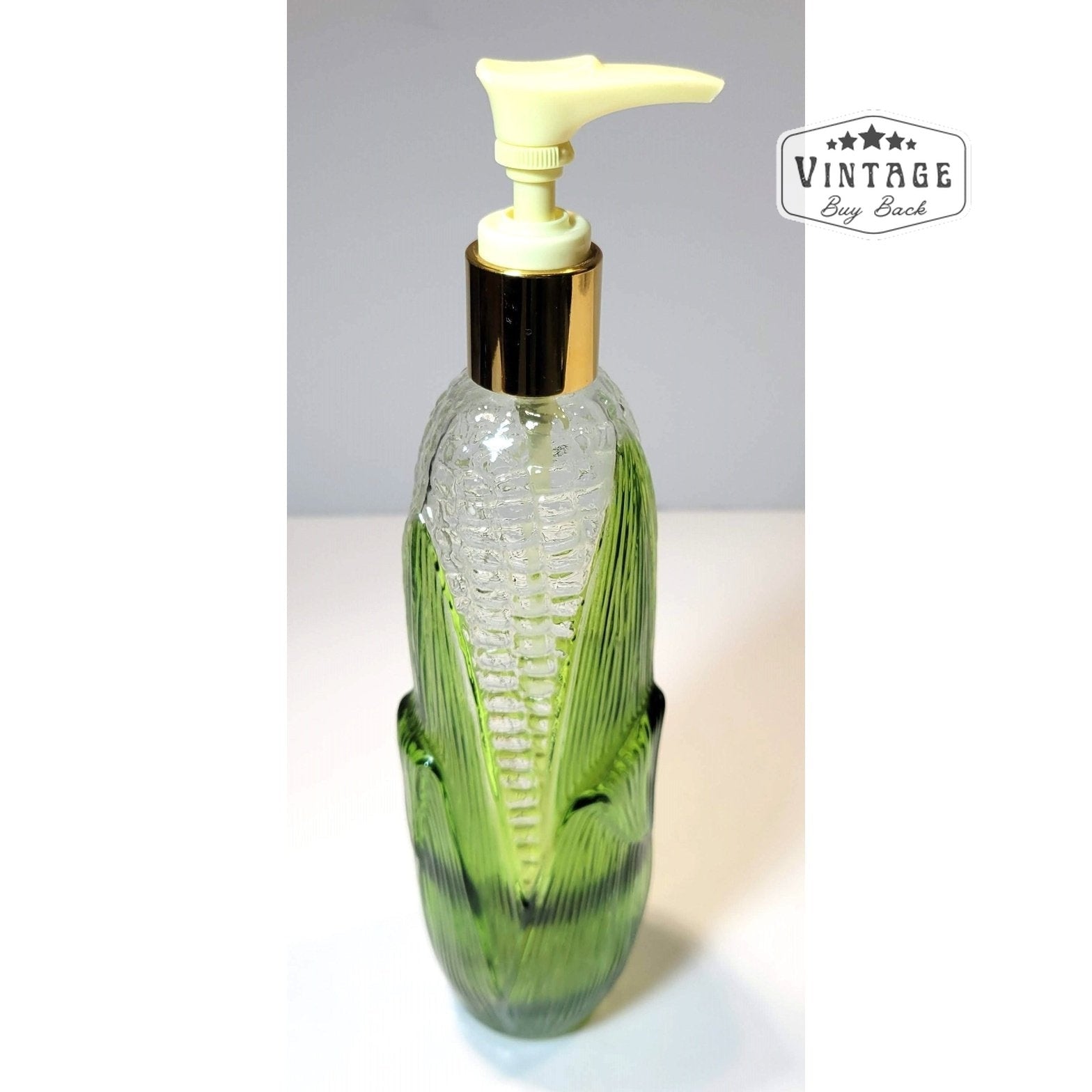 1978 Avon Glass Garden Harvest Corn Cob Lotion Soap Dispenser w/Pump