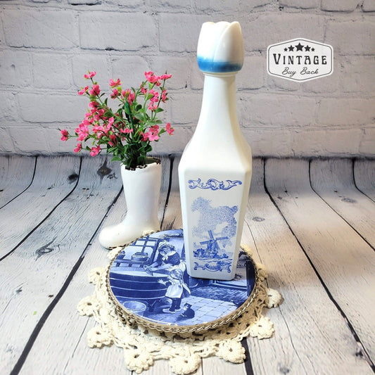 1977 Andros Distillery Blue & White Delft Style Liquor Bottle