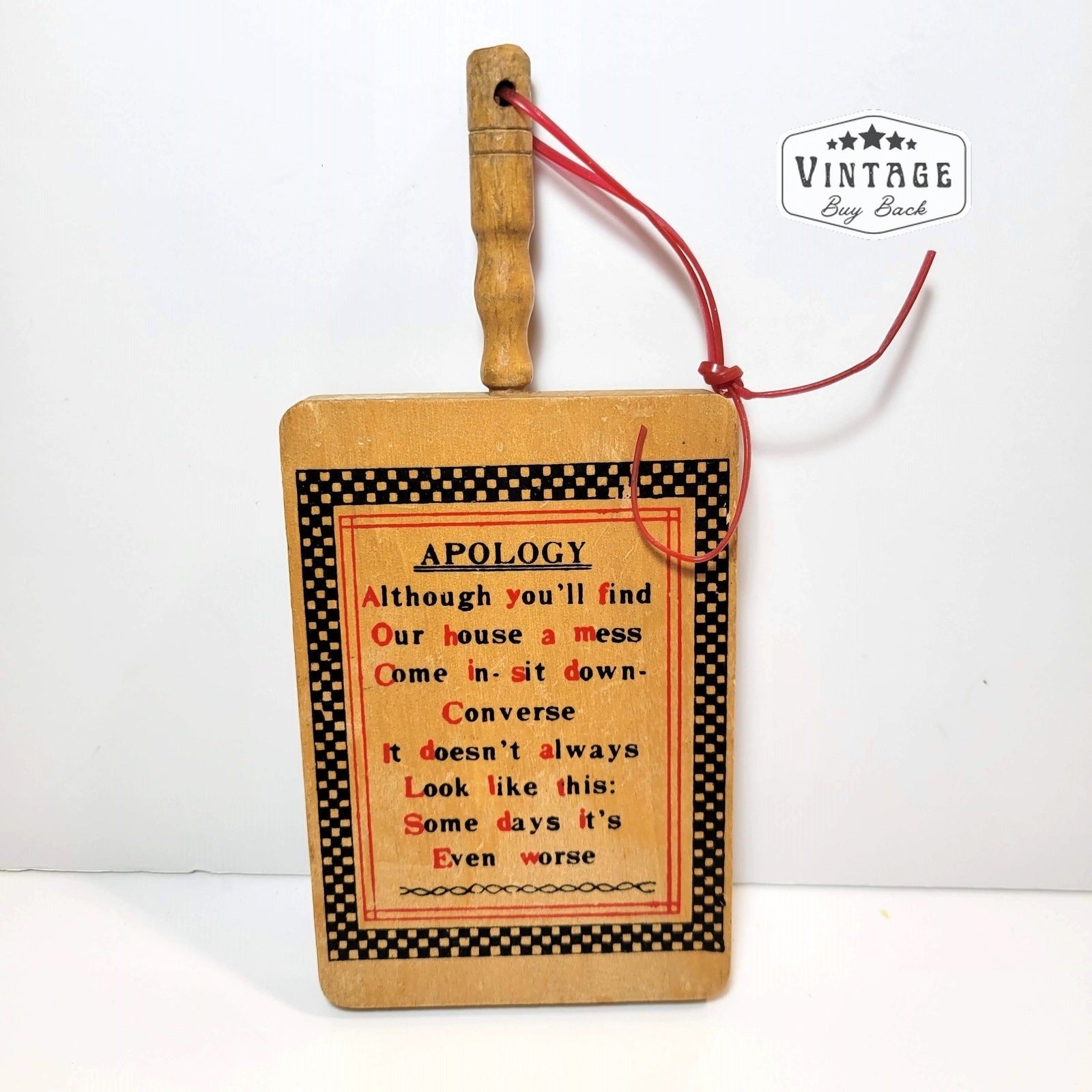 Vintage Wood Apology Wall hanging