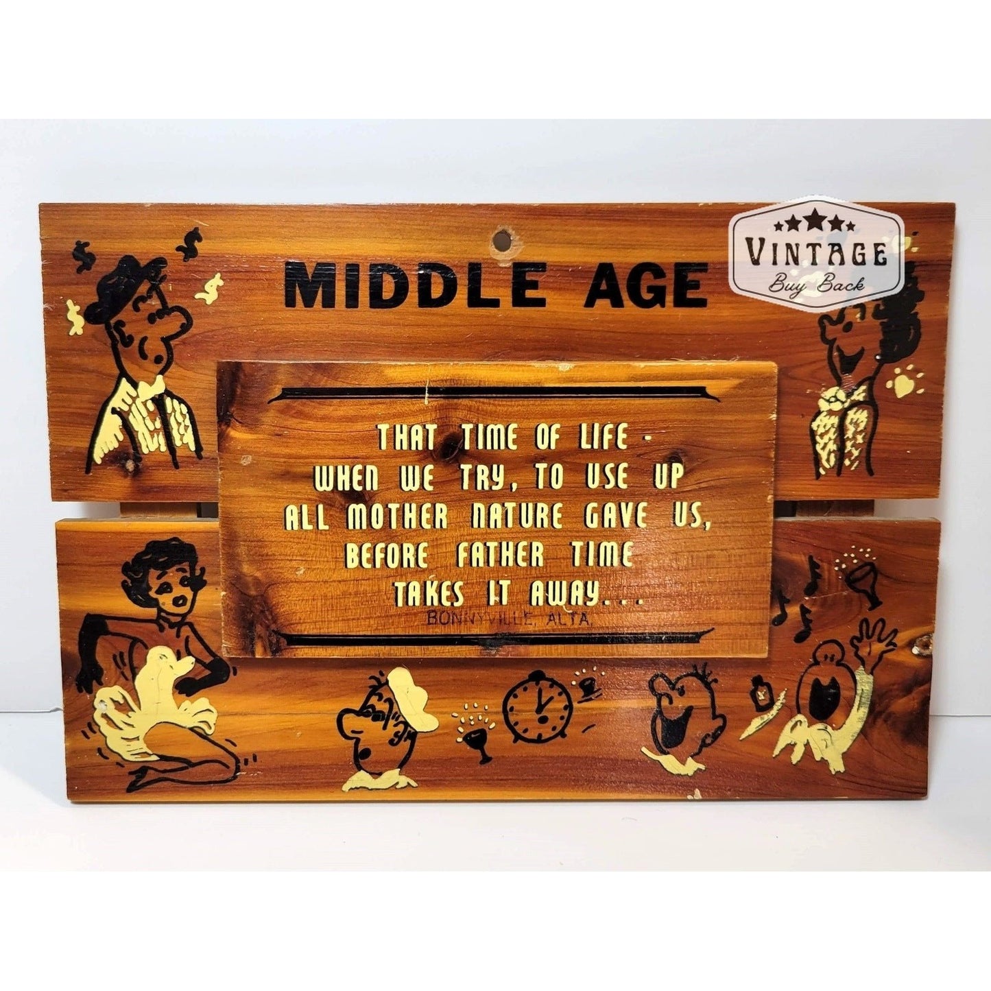 Vintage Middle Age Gag Gift Wood Plaque