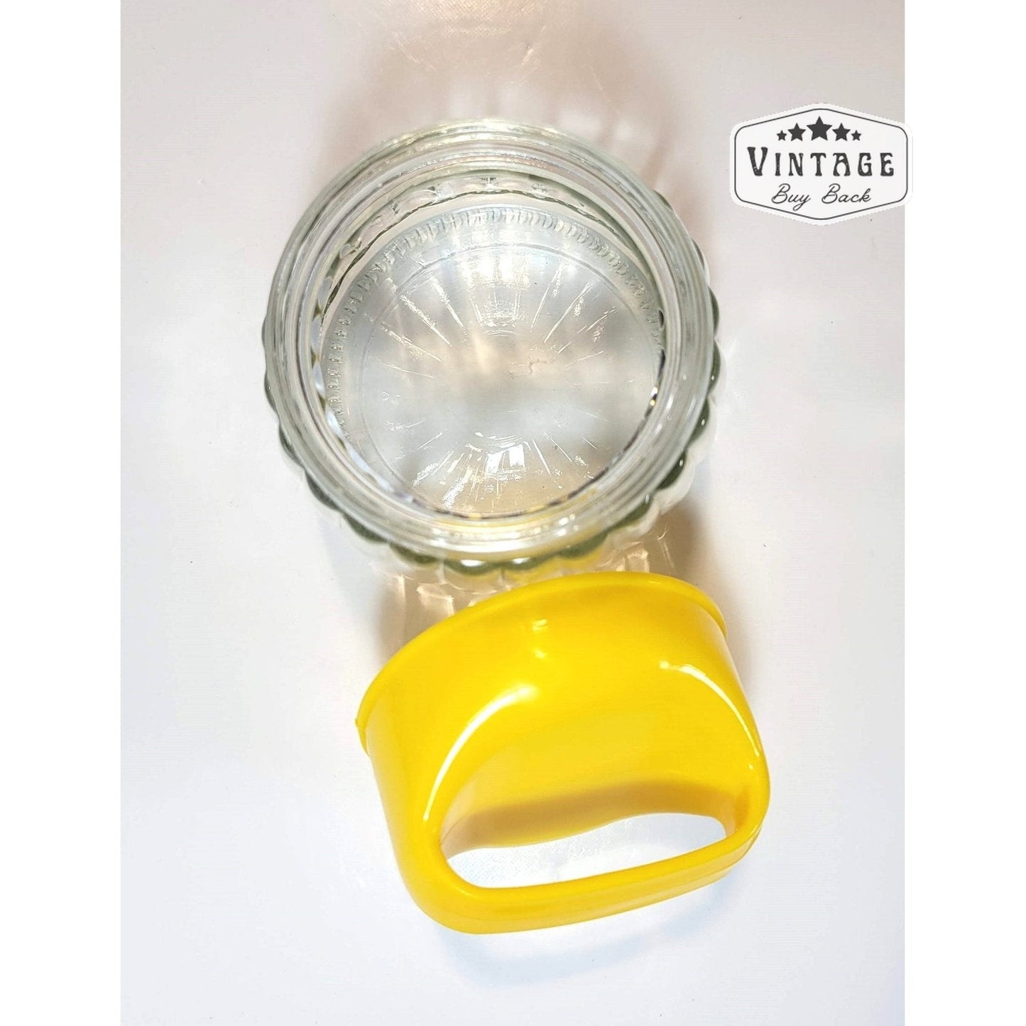 Vintage Glass Canister with bright yellow lid w/handle