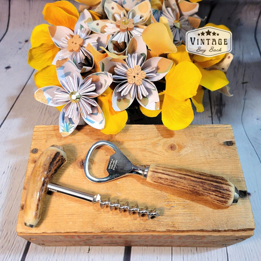 Vintage Antler Bottle Opener & Corkscrew