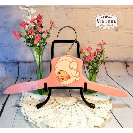 1940's Wood Childs/Doll Pink Hanger