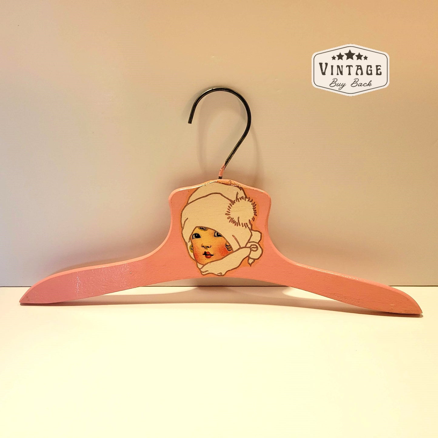 1940's Wood Childs/Doll Pink Hanger