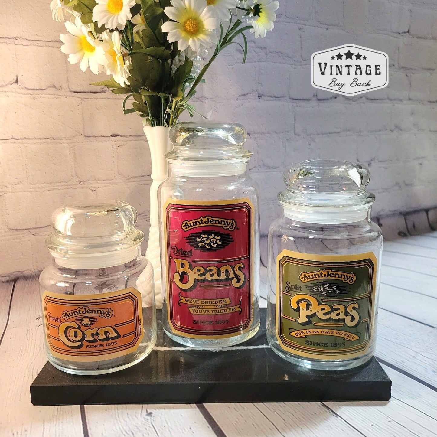 Aunt Jenny's Vintage '80's USA Set of 3 Glass Canisters