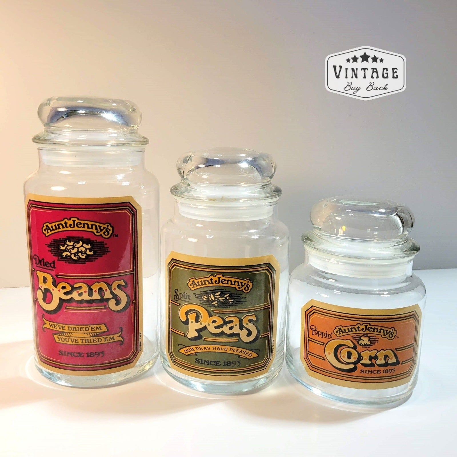 Aunt Jenny's Vintage '80's USA Set of 3 Glass Canisters