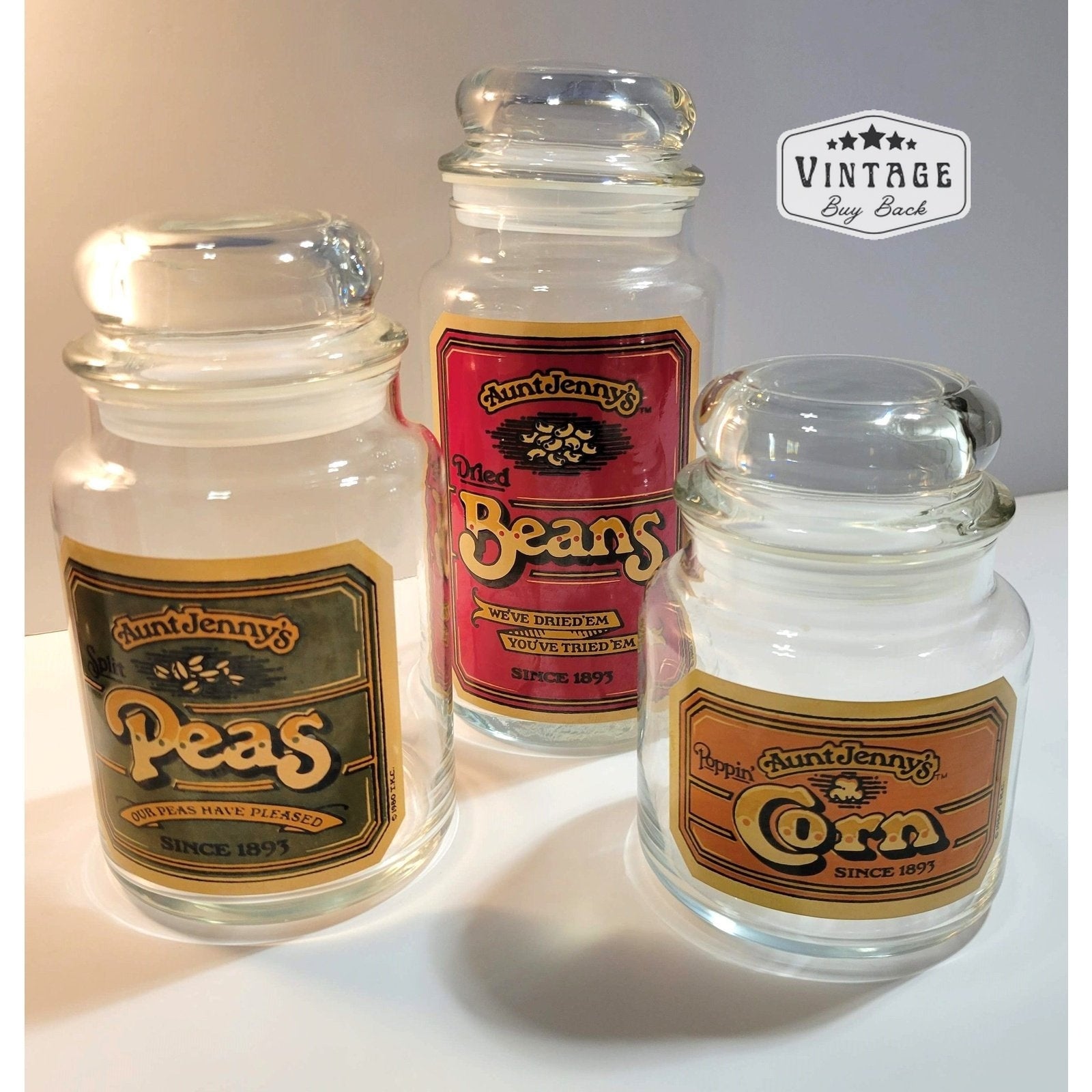 Aunt Jenny's Vintage '80's USA Set of 3 Glass Canisters