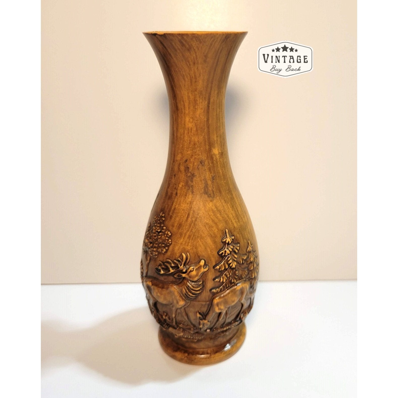 1970s Faux Wood Bud Vase