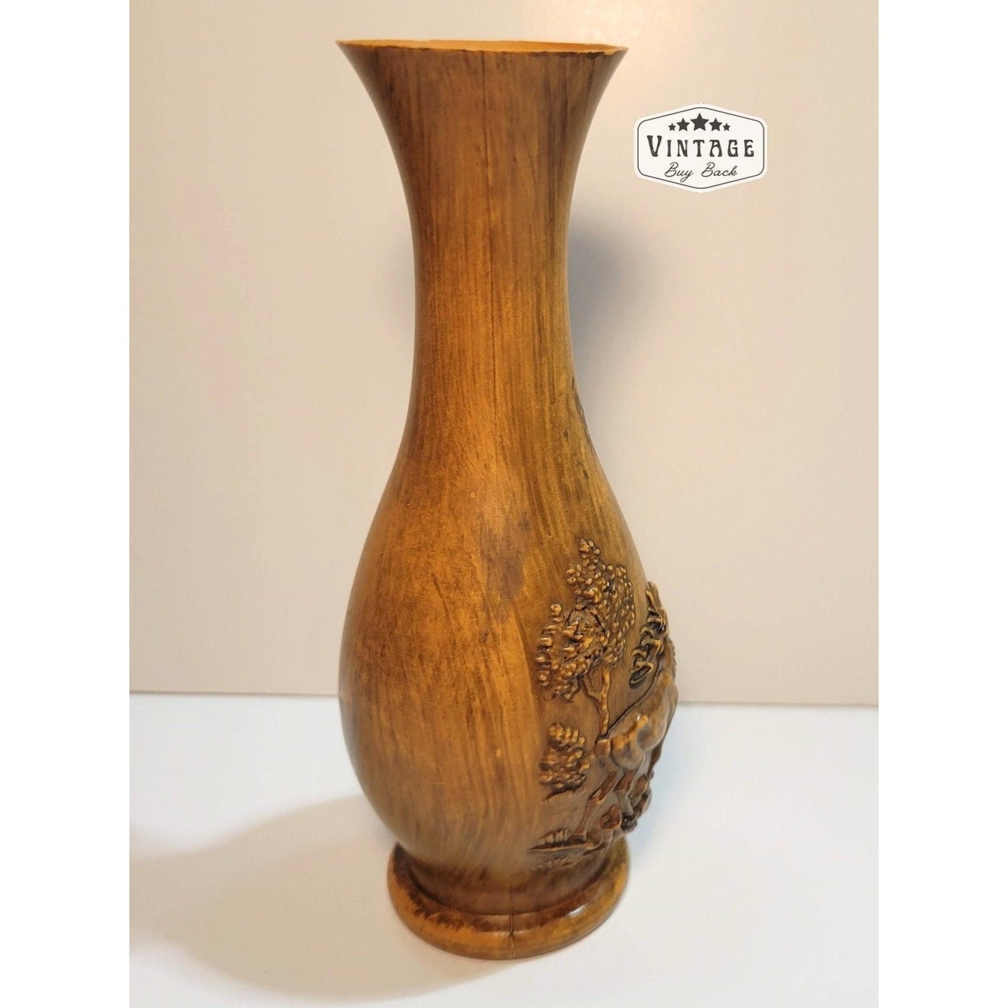 1970s Faux Wood Bud Vase