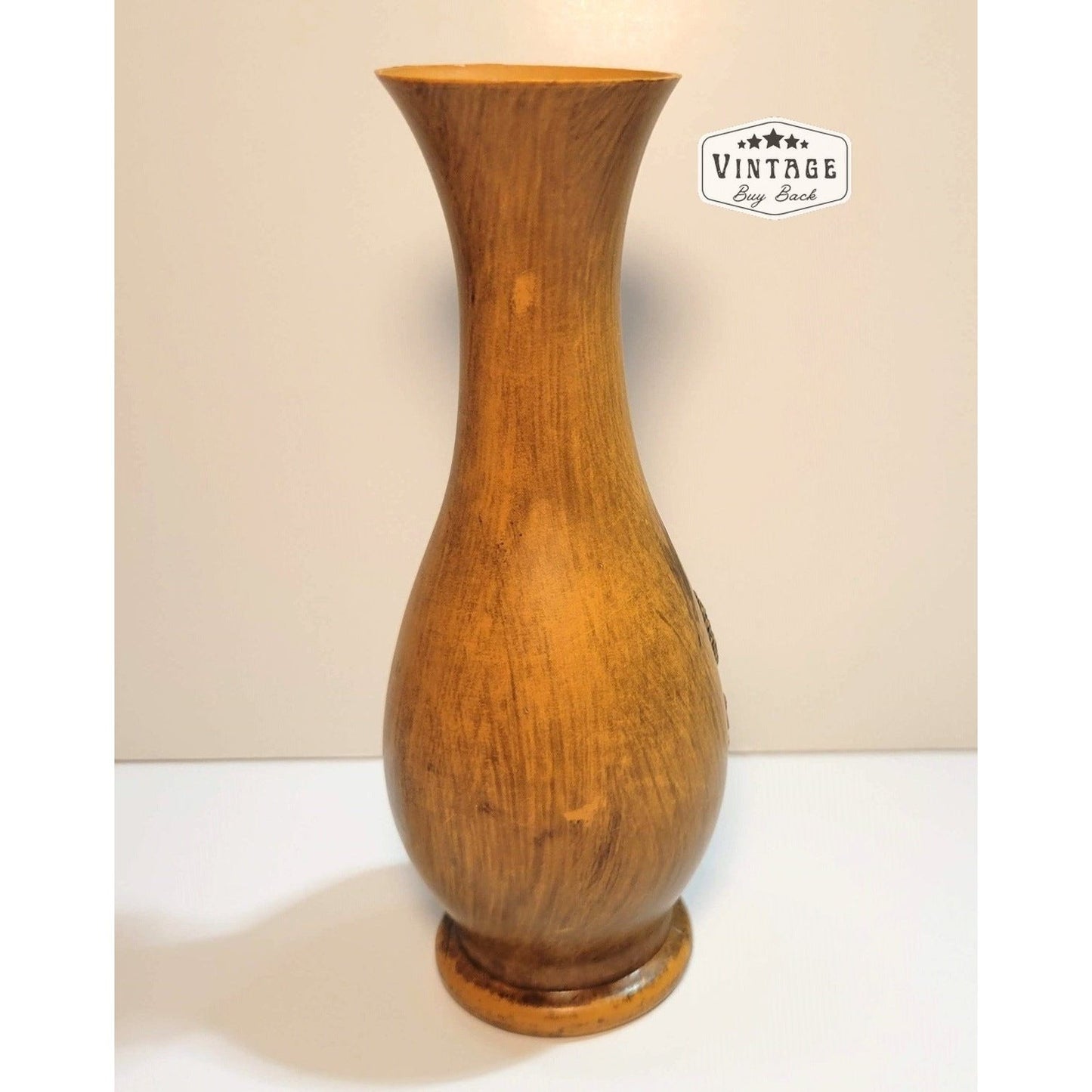 1970s Faux Wood Bud Vase