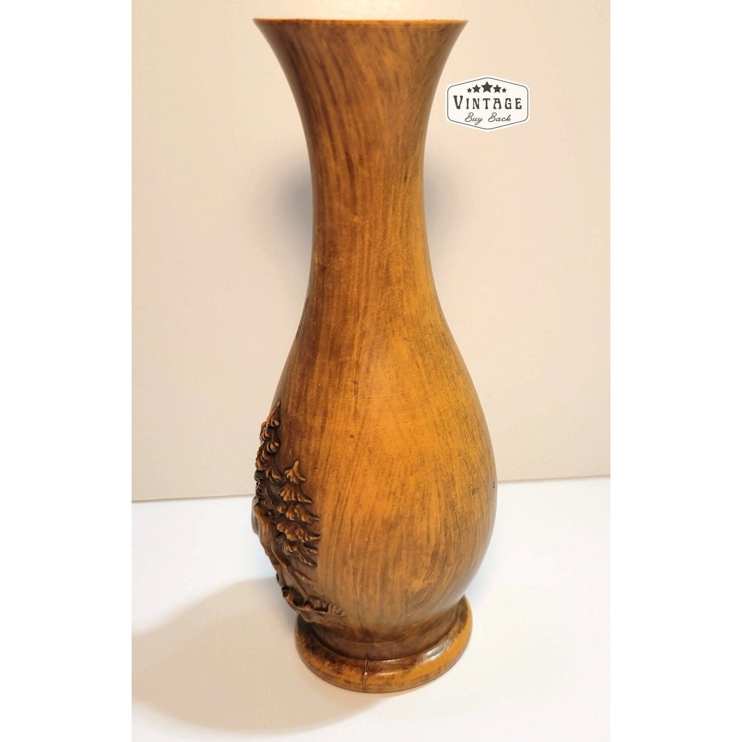 1970s Faux Wood Bud Vase