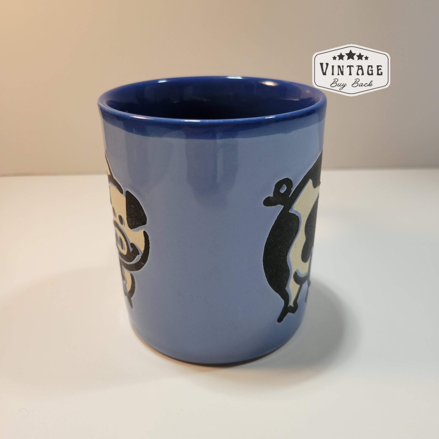 Vintage Coffee Mug Just Mugs England Blue Glaze Pig