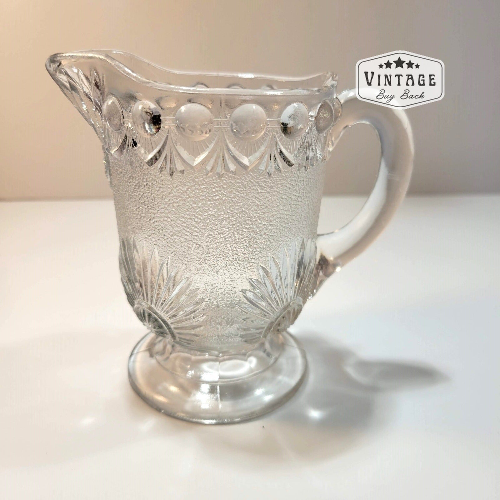 Vintage Depression Clear Bubble Glass Milk Creamer 1940s