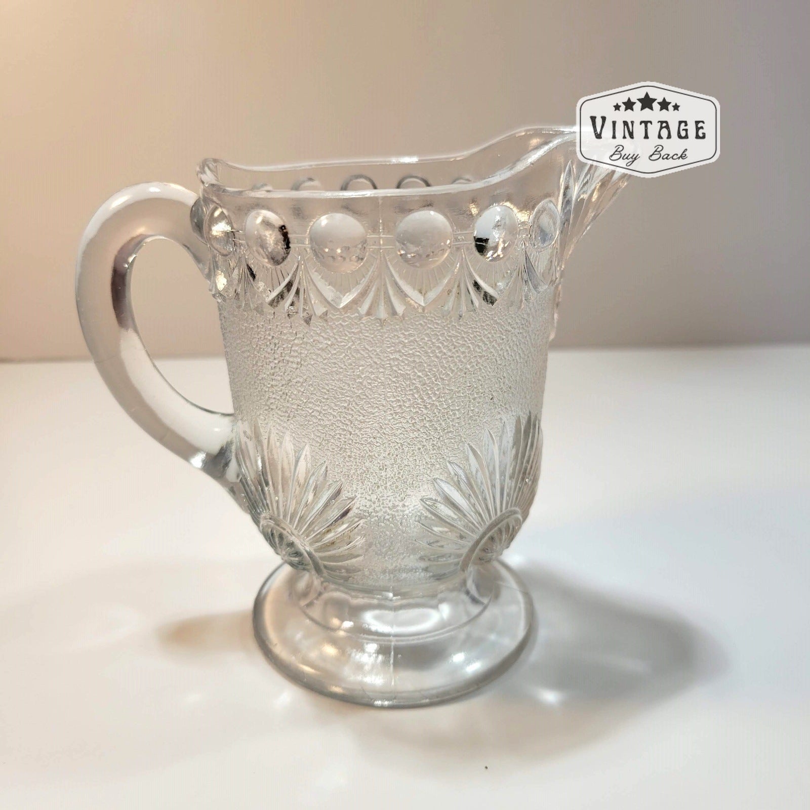 Vintage Depression Clear Bubble Glass Milk Creamer 1940s