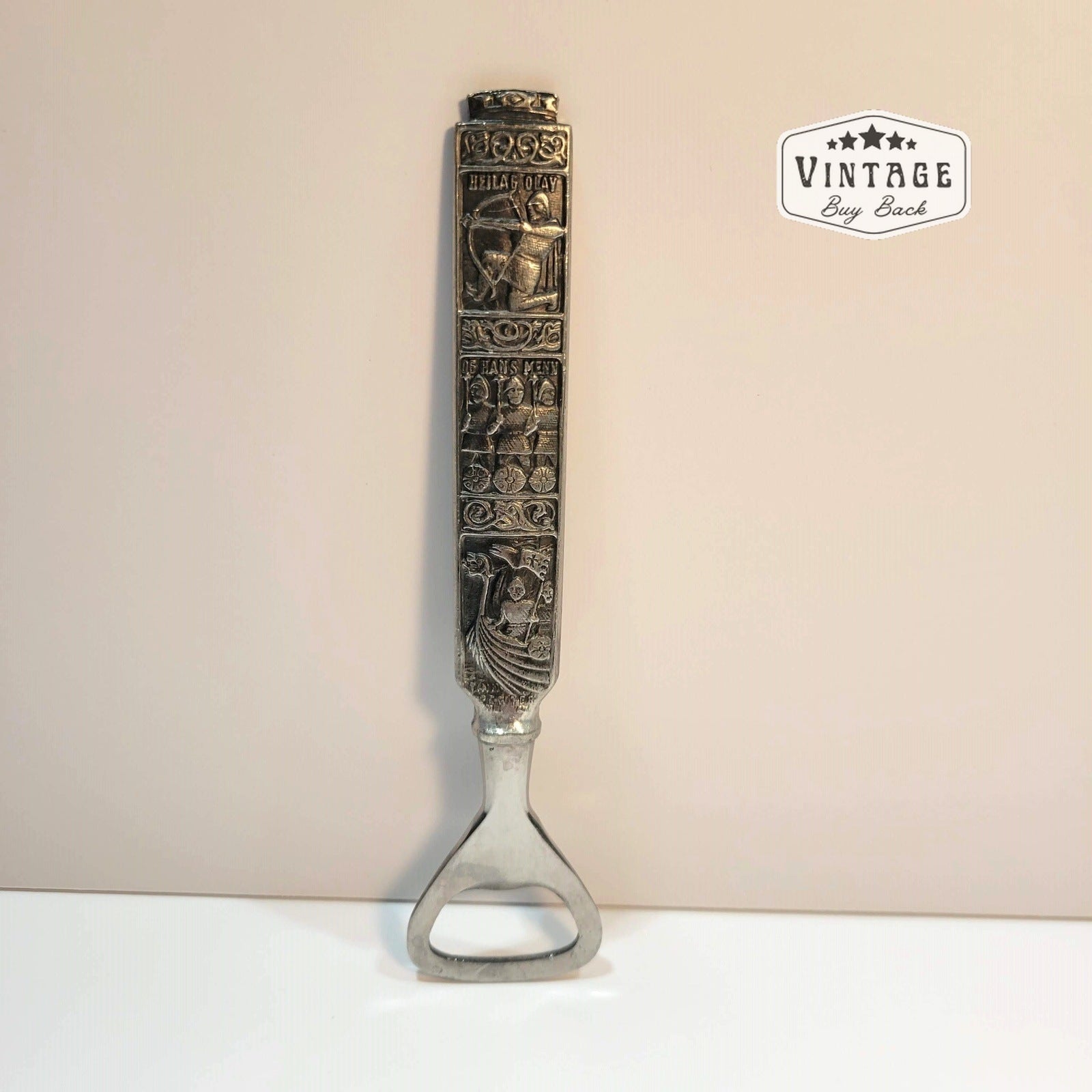 Vintage Norwegian Viking Pewter Bottle Opener