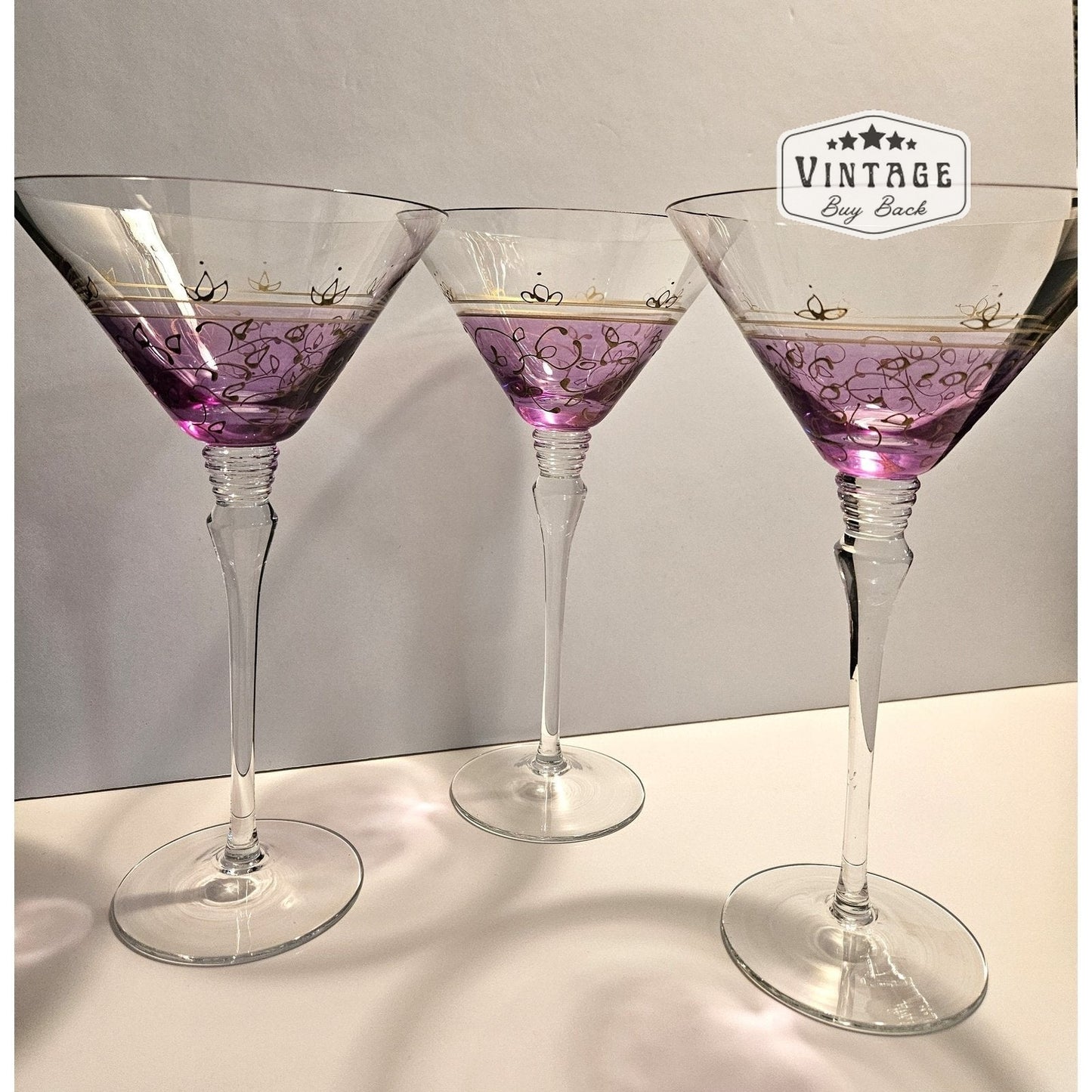 Purple Hand Painted Martini Glasses