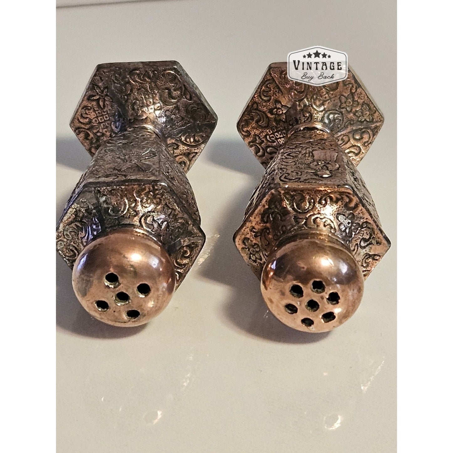 Vintage Silverplate/Brass Salt / Pepper Shakers