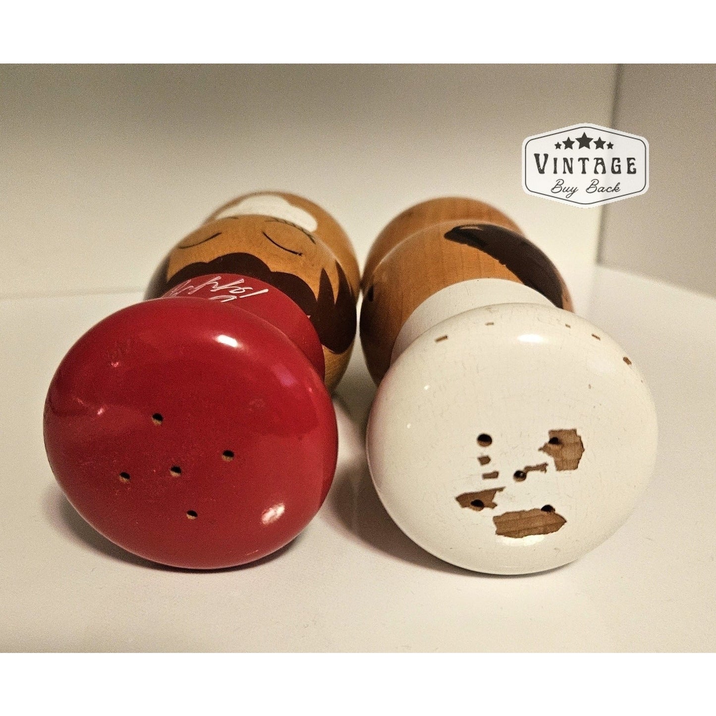 Vintage 1950's Wooden Salt & Pepper Set