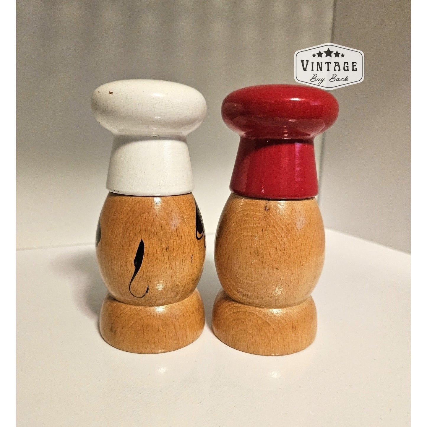 Vintage 1950's Wooden Salt & Pepper Set