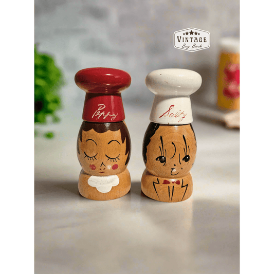 Vintage 1950's Wooden Salt & Pepper Set