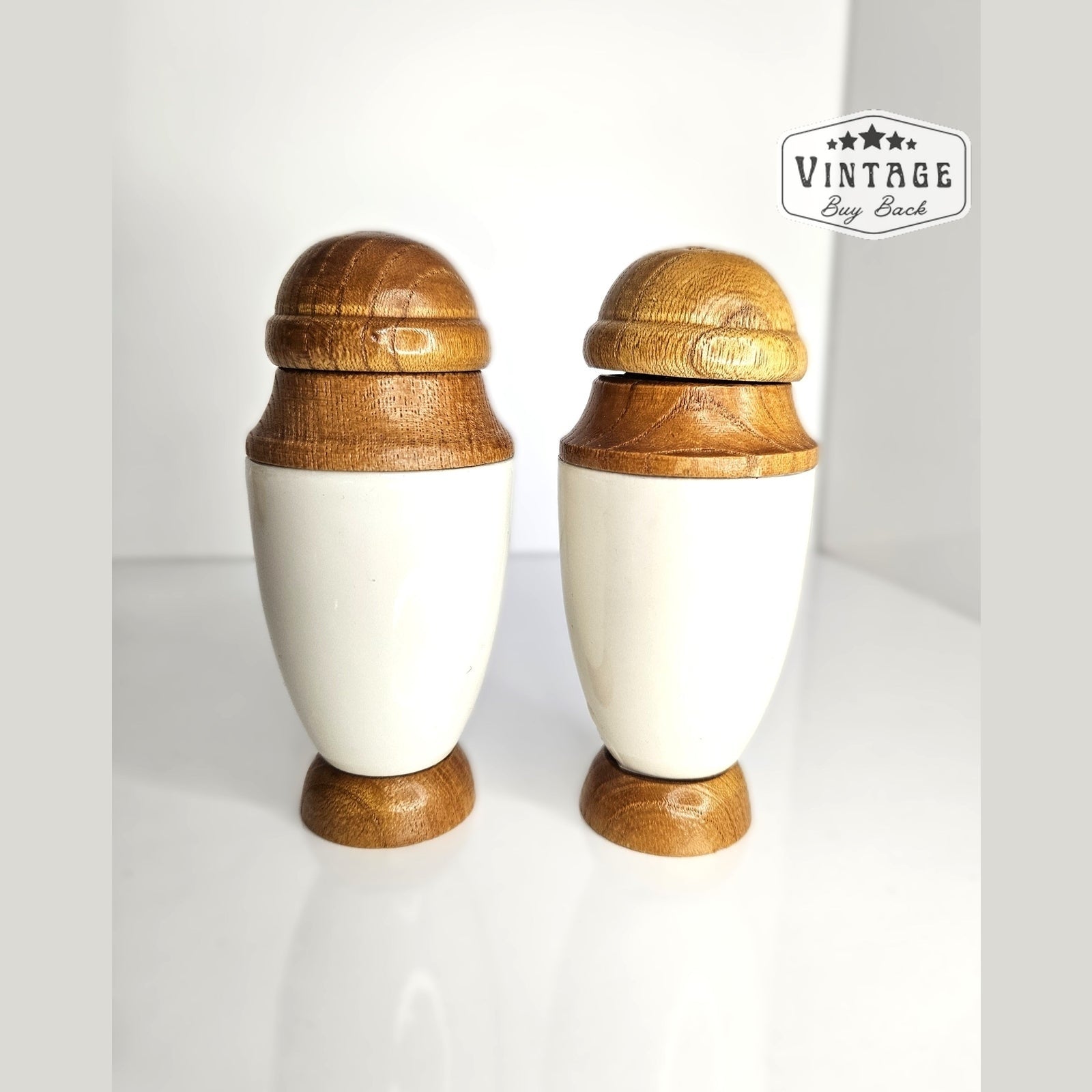 1950's Ceramic/Wood Salt & Pepper Shakers