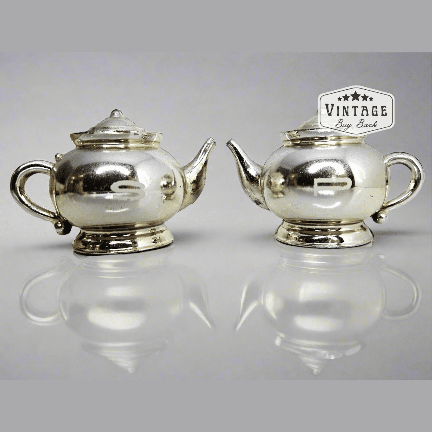 Vintage Salt & Pepper Shakers Metal Mini Teapots