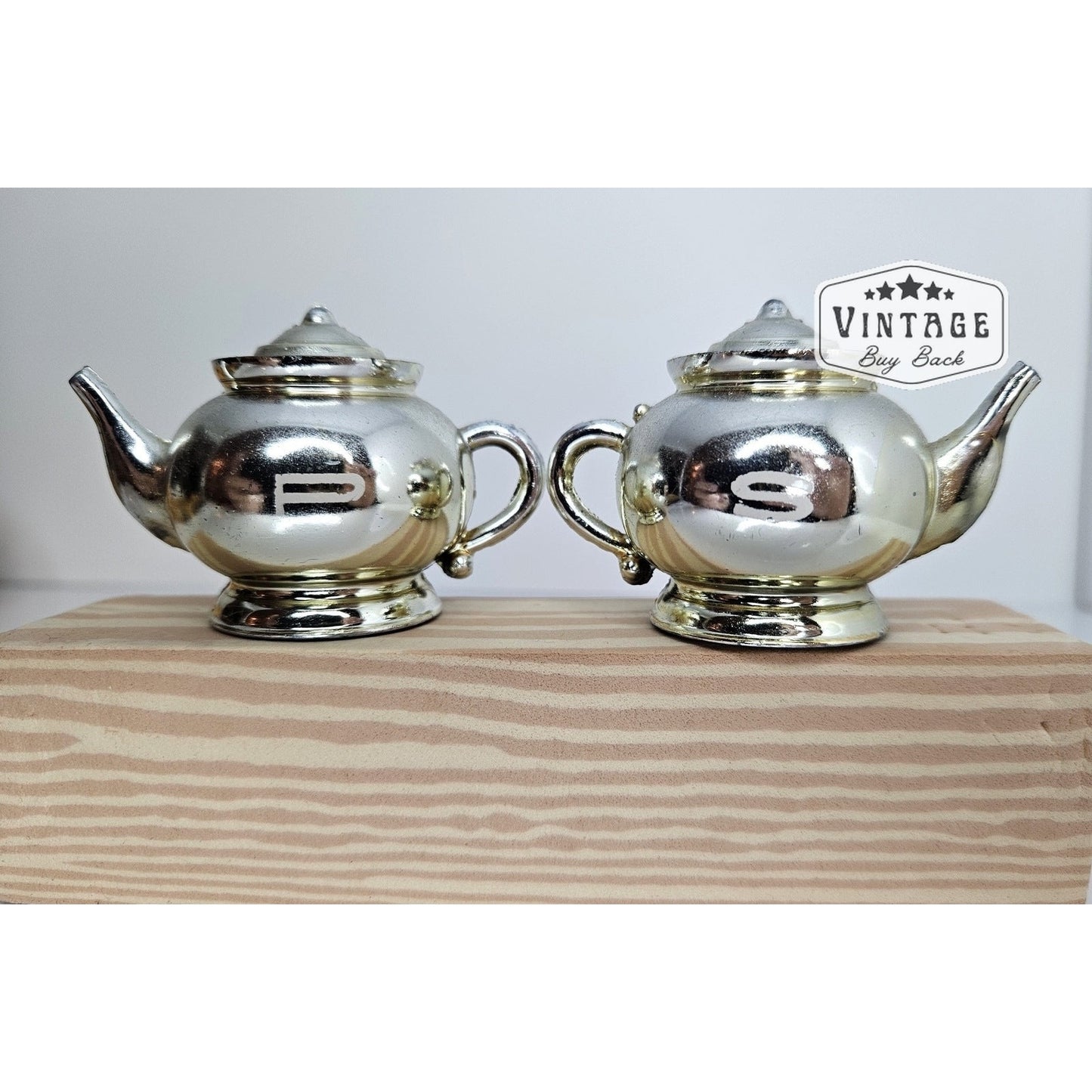 Vintage Salt & Pepper Shakers Metal Mini Teapots