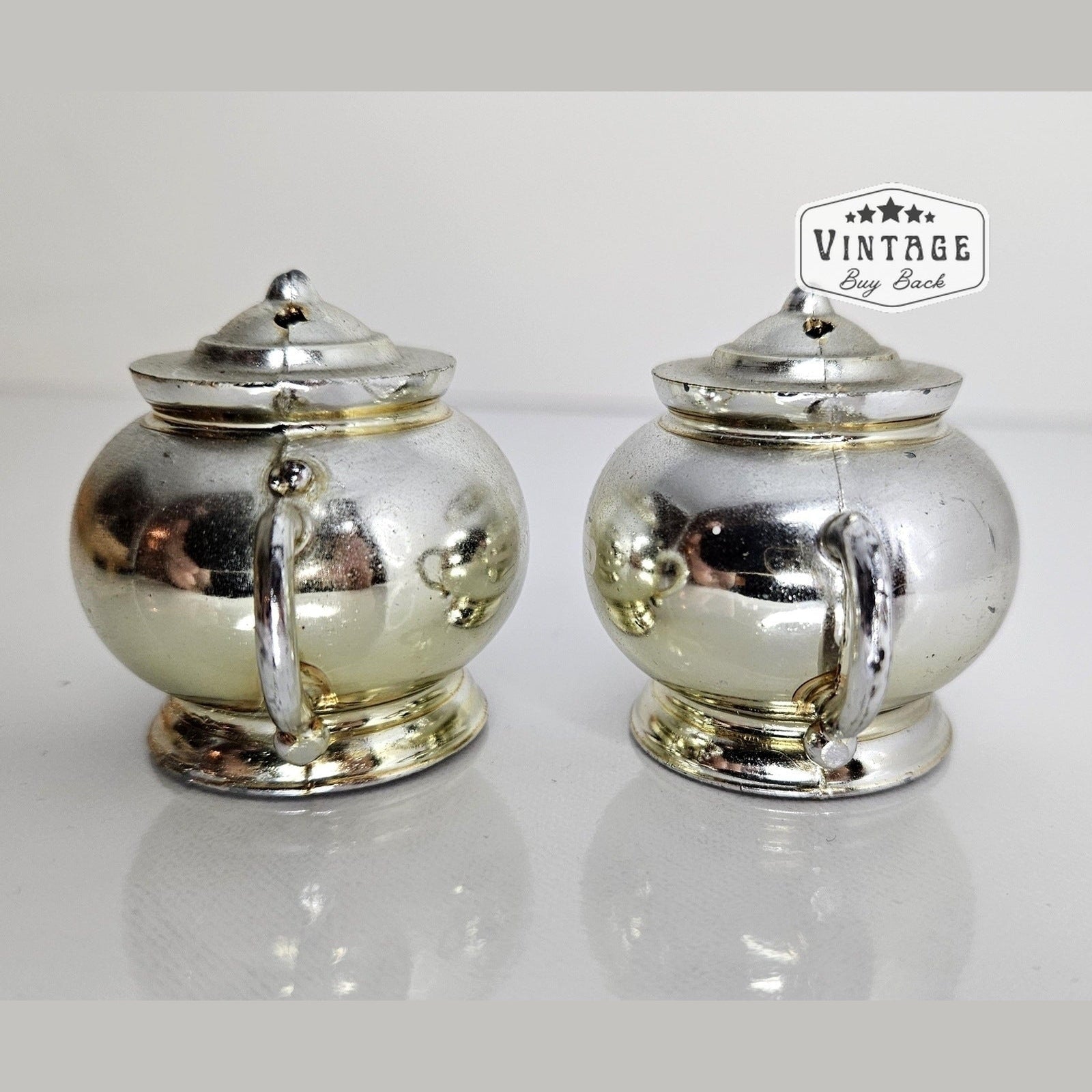 Vintage Salt & Pepper Shakers Metal Mini Teapots