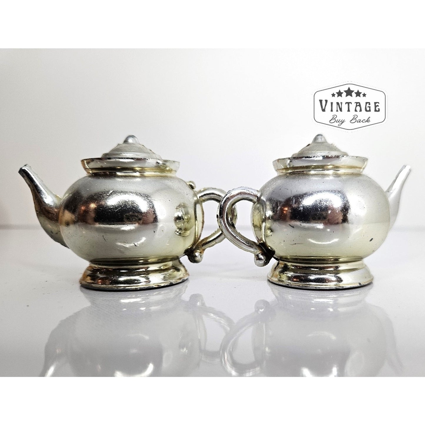 Vintage Salt & Pepper Shakers Metal Mini Teapots