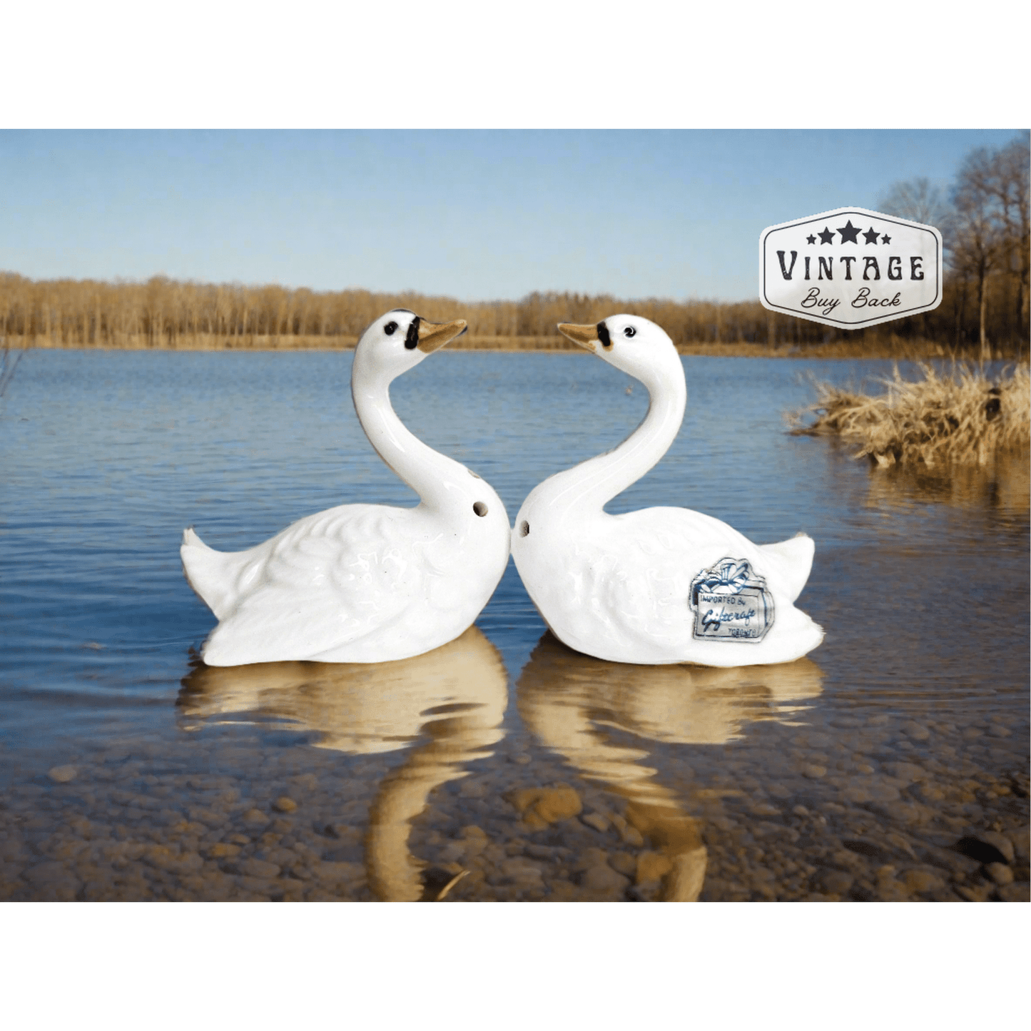 Vintage Ceramic White Swan Salt & Pepper Shaker