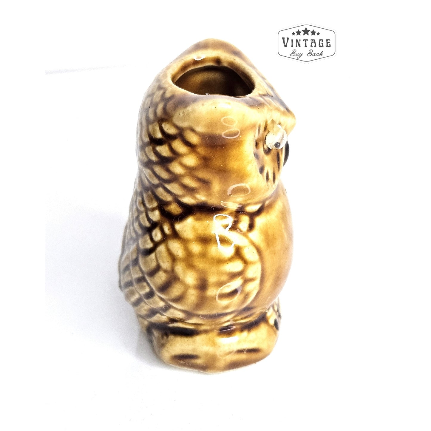 1970s Vintage Owl googly eyes ceramic Toothpick Holder