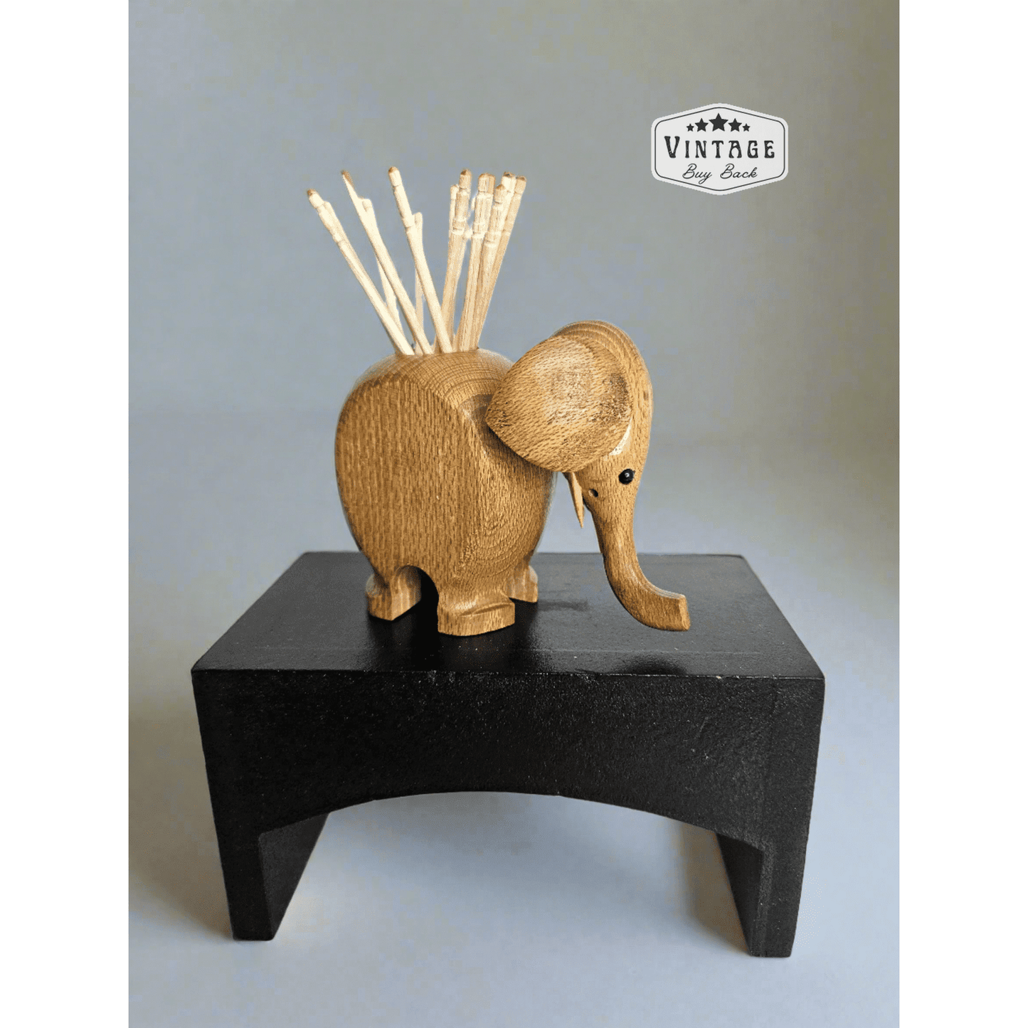 Vintage Wooden Elephant Souvenir Toothpick Holder