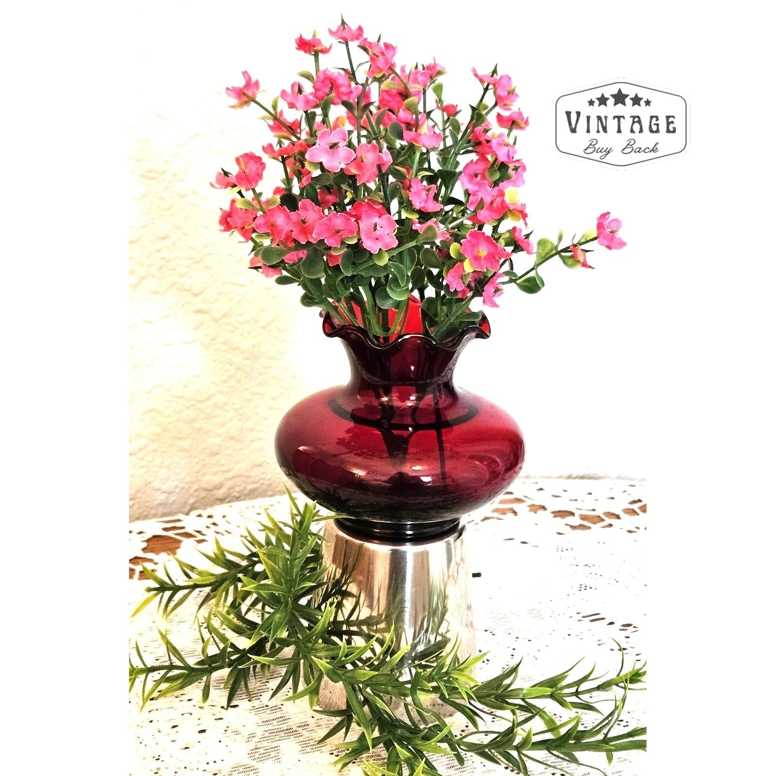 Vintage Ruby Red Anchor Hocking Bud Vase