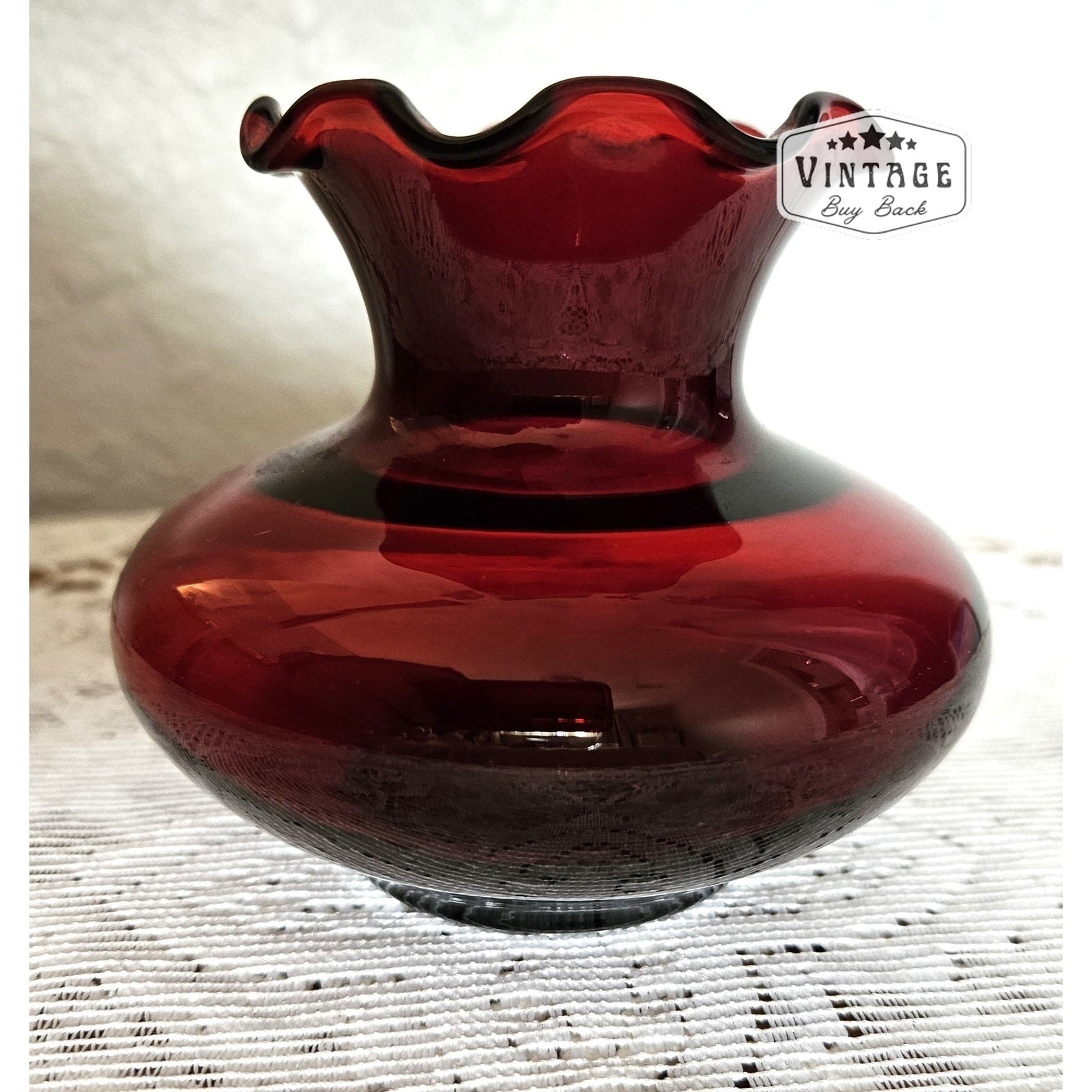 Vintage Ruby Red Anchor Hocking Bud Vase