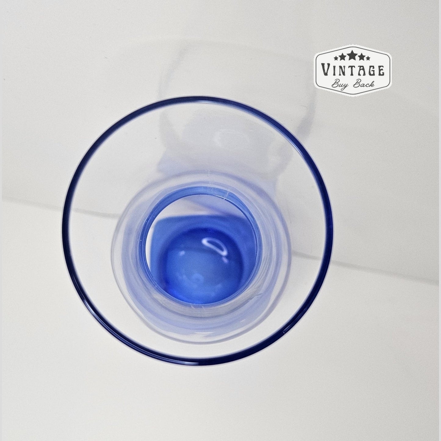 Bormioli Rocco Ibisco Clear Vase Cobalt Blue Square Footed Vase