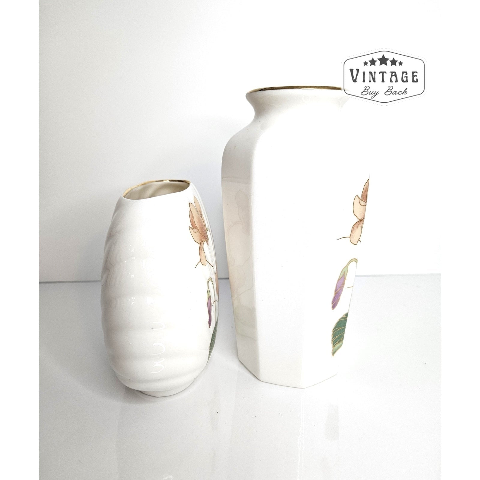 Peach Elegance Porcelain 1970's pair of Vases