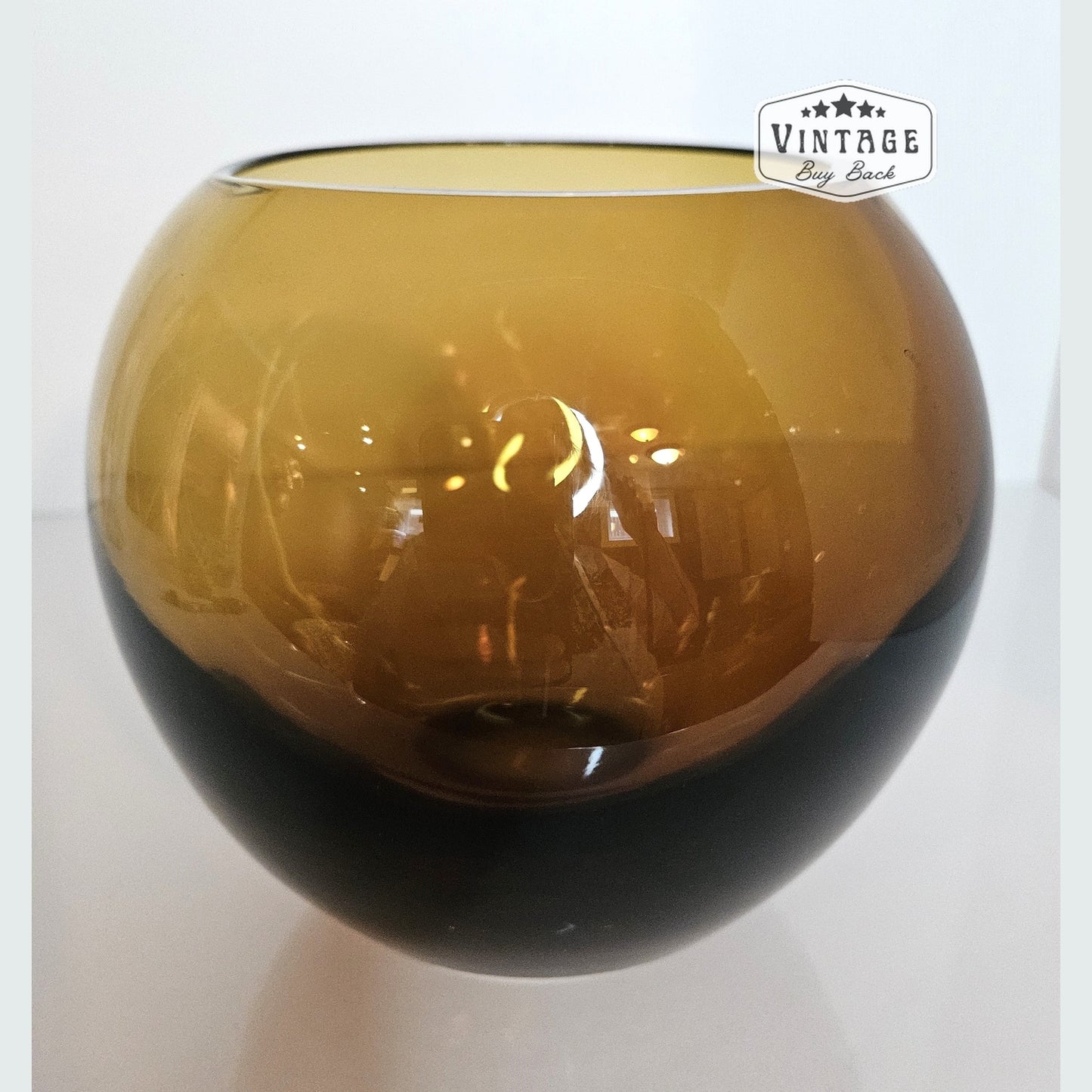 Vintage Art Glass Amber Globe Vase