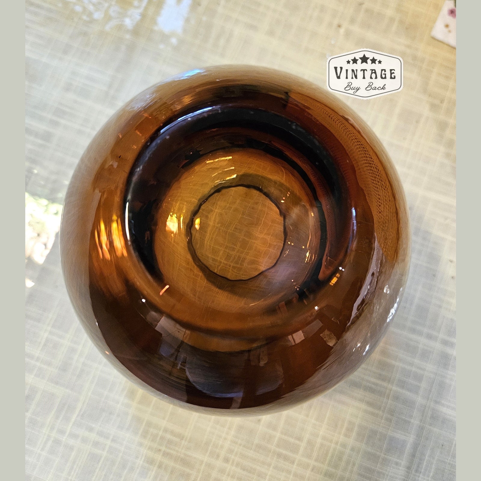 Vintage Art Glass Amber Globe Vase