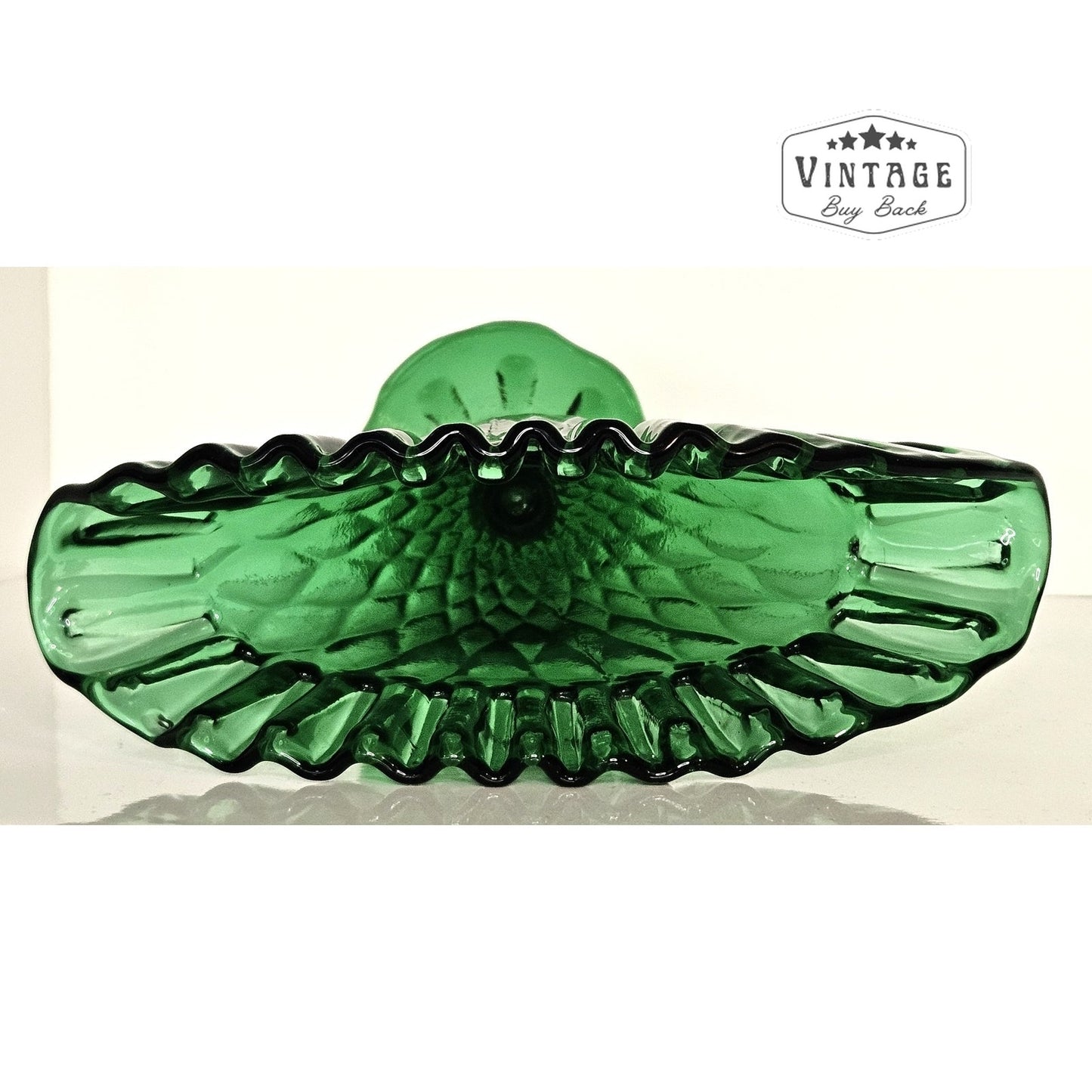 Emerald Green Ruffle Edge Diamond Optic Vase