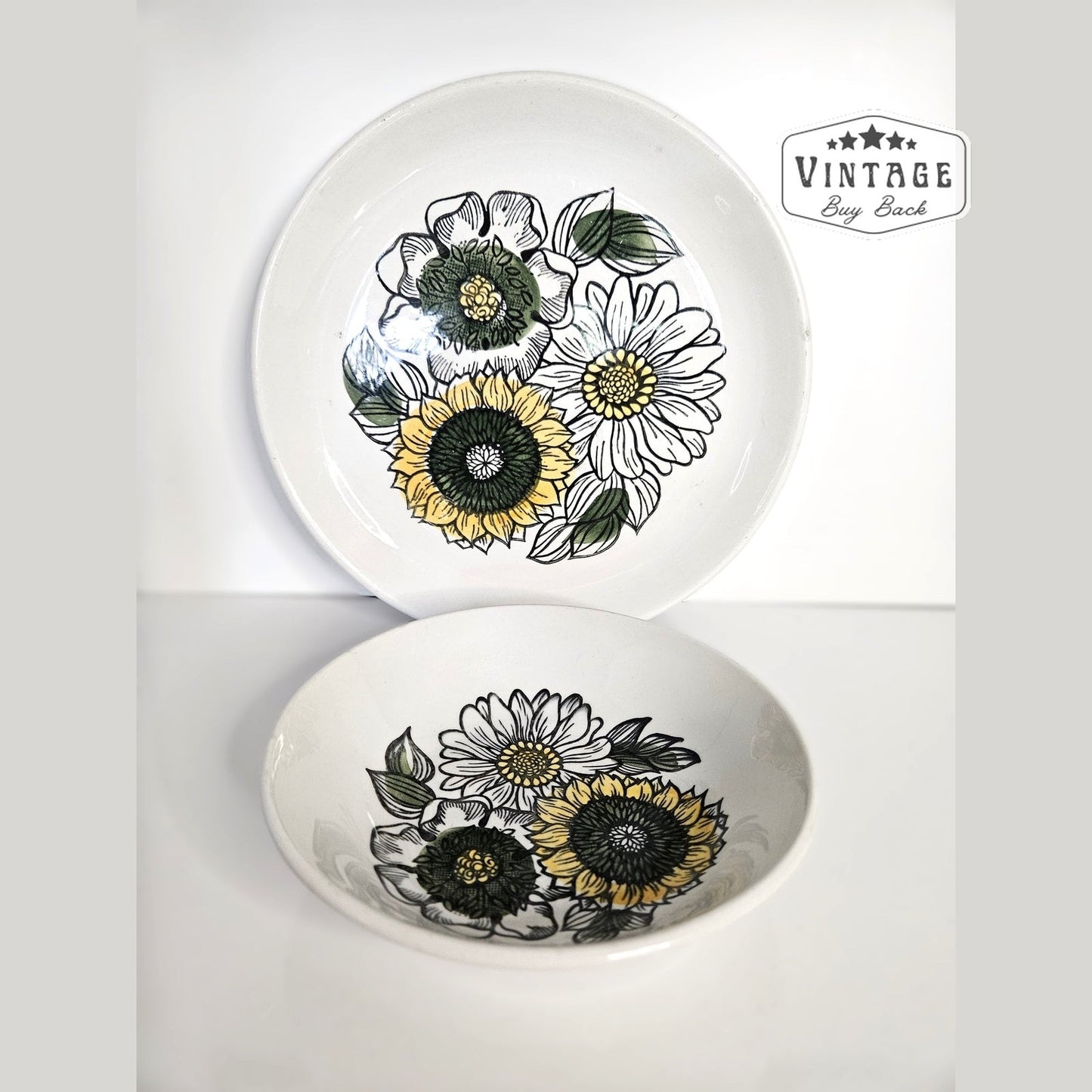 Biltons Sunflower Patterned Dishes set of 2