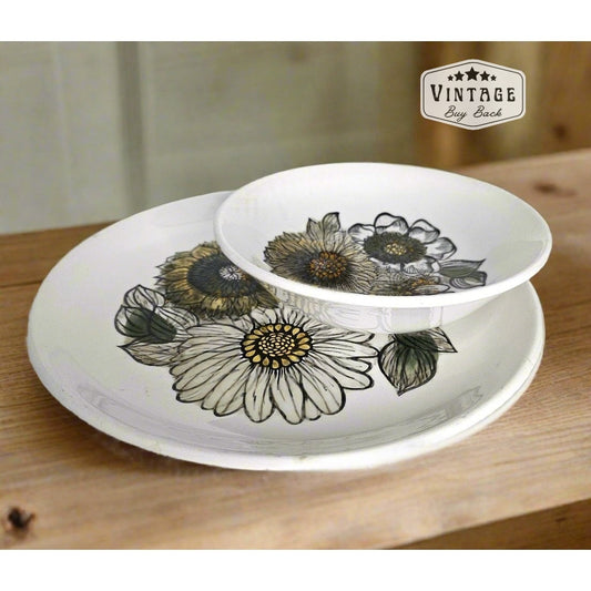 Biltons Sunflower Patterned Dishes set of 2