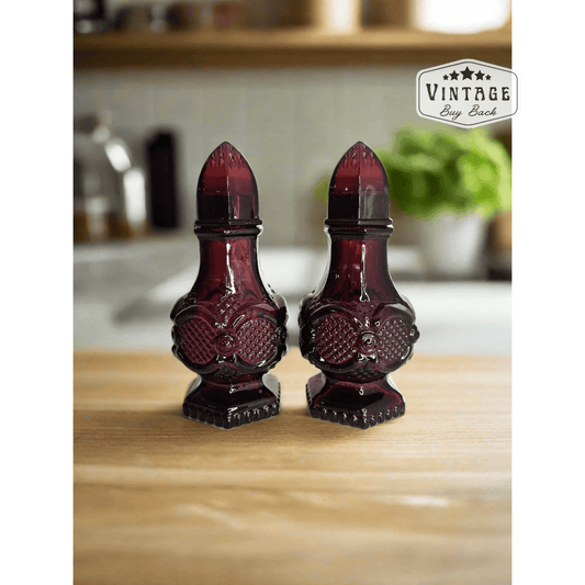 1970's Vintage Avon Ruby Red Salt & Pepper Shakers